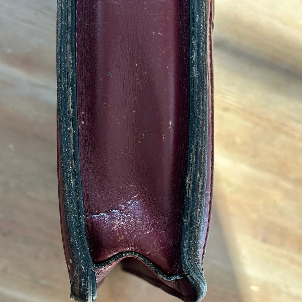 Vintage 1980’s Top Grain Leather Red Burgundy Portfolio Attaché Briefcase